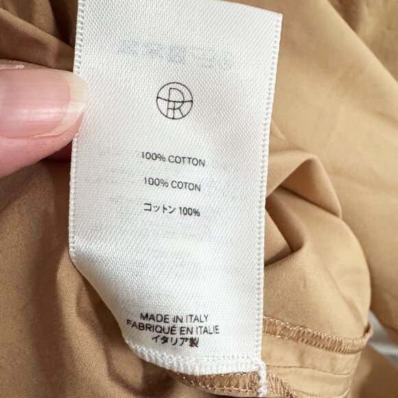 THE ROW "Balsa" Draped Cotton-Poplin Midi Dress in Sand, size Small (fits S-L) - Picture 9 of 12